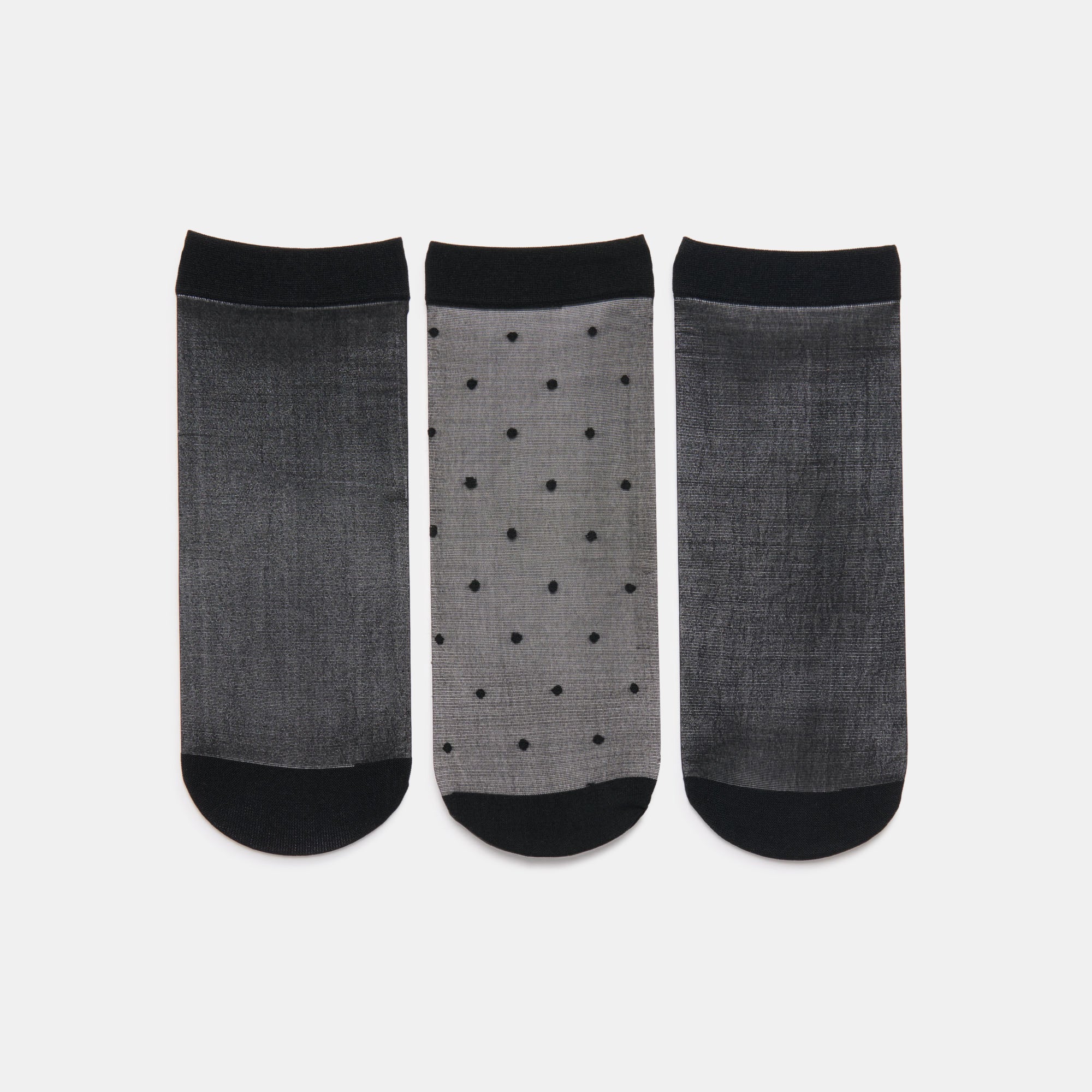 3-Pack Ditsy Dot Black Sheer Anklet Socks | Dolce Vita