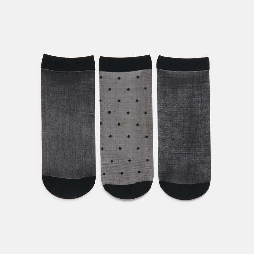 3-Pack Ditsy Dot Black Sheer Anklet Socks | Dolce Vita
