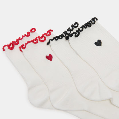 5 PACK EMBROIDERED RIB ANKLET SOCKS WHITE BLACK MULTI