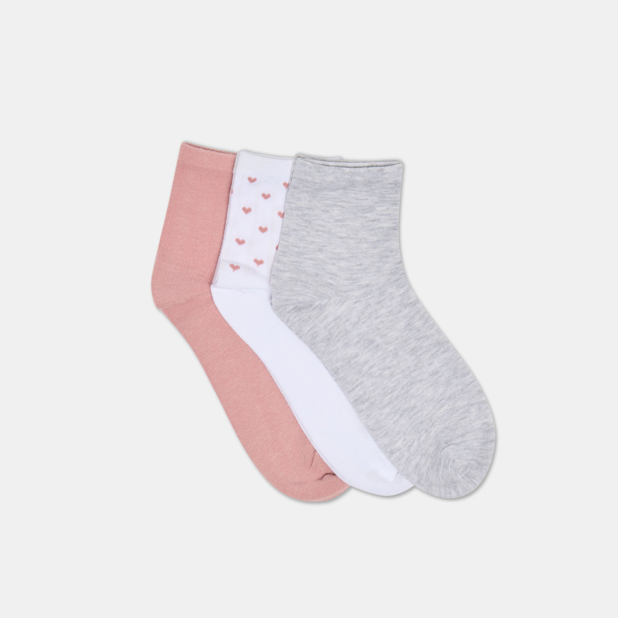 3-Pack Sweet Heart White Pink Anklet Socks | Dolce Vita