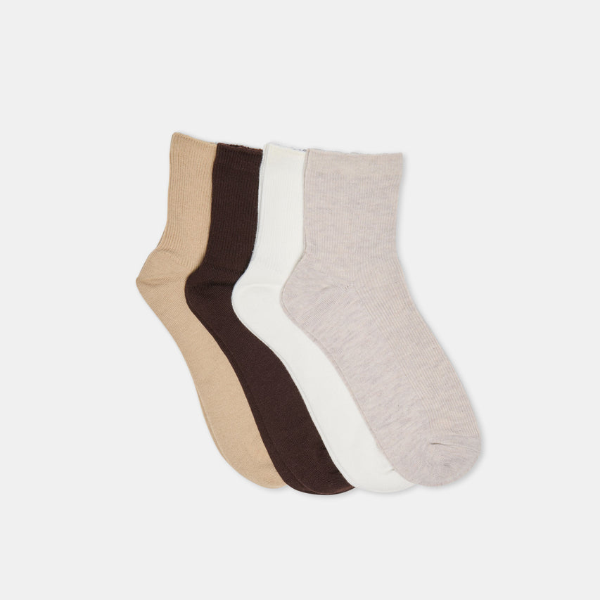 4-Pack Ribbed Oatmeal Multi Anklet Socks | Dolce Vita