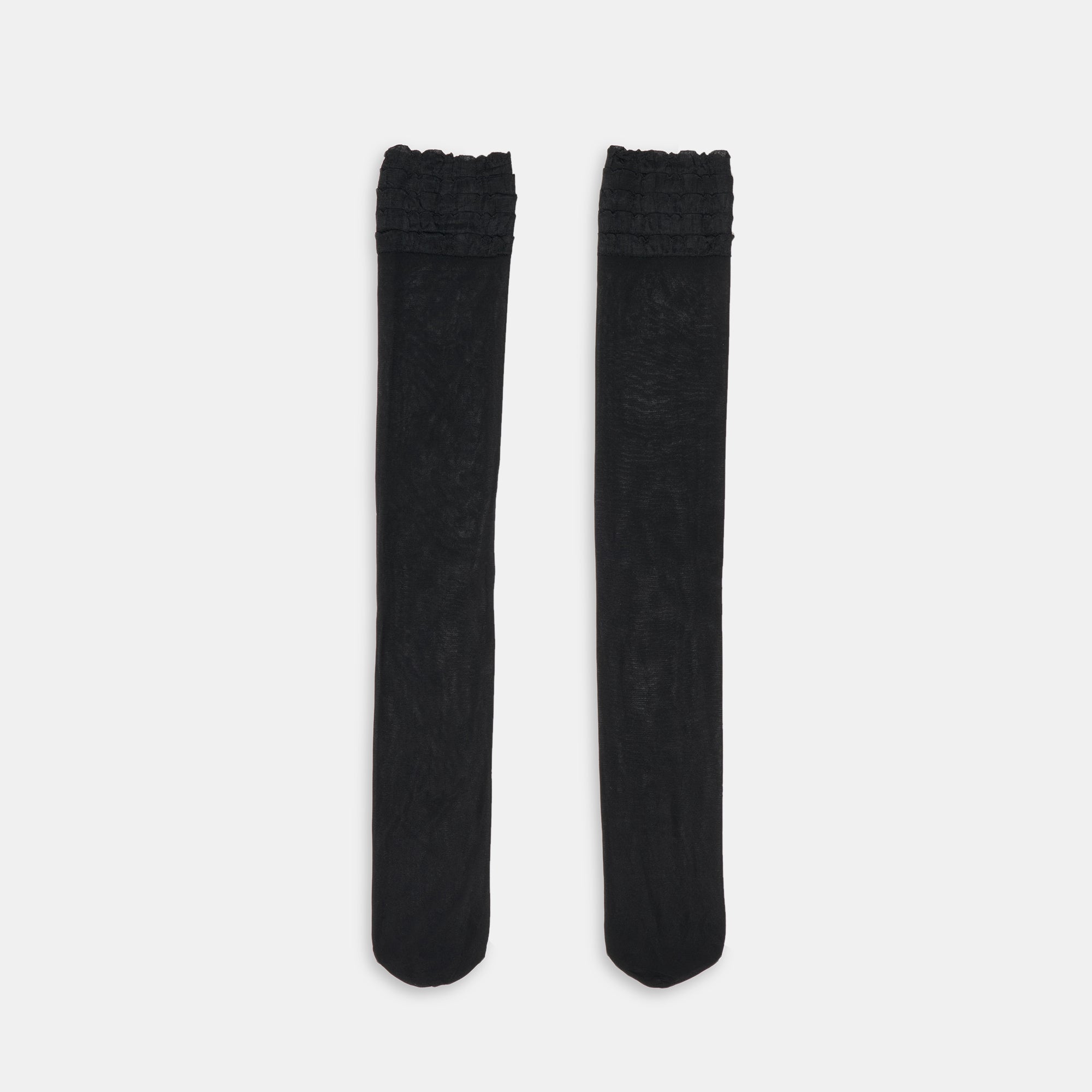 RUFFLE SHEER KNEE HIGH SOCKS BLACK