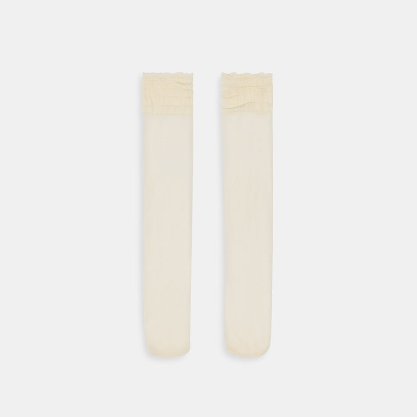 RUFFLE SHEER KNEE HIGH SOCKS IVORY
