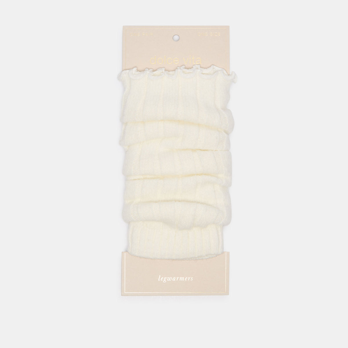 Ribbed Lettuce Edge Ivory Leg Warmer | Dolce Vita