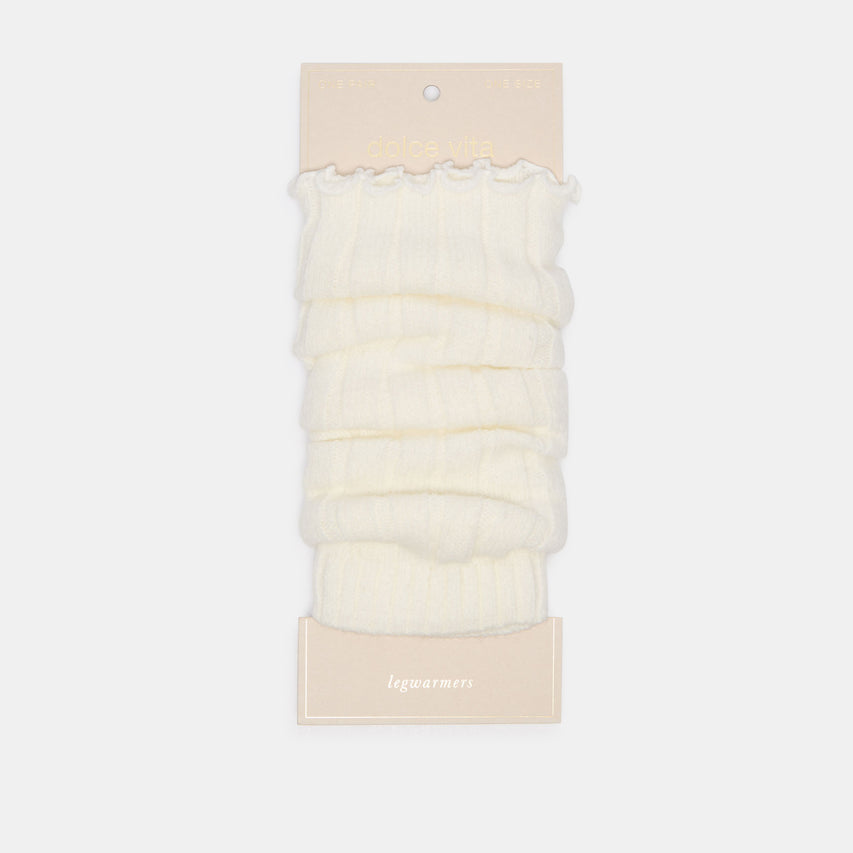 Ribbed Lettuce Edge Ivory Leg Warmer | Dolce Vita