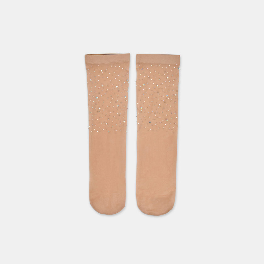 Sheer Rhinestone Blush Crew Socks | Dolce Vita