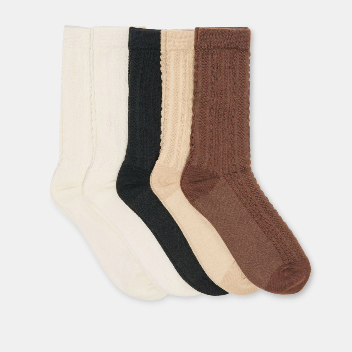 5 PACK MIXED TEXTURE CREW SOCKS TAN MULTI - view 3
