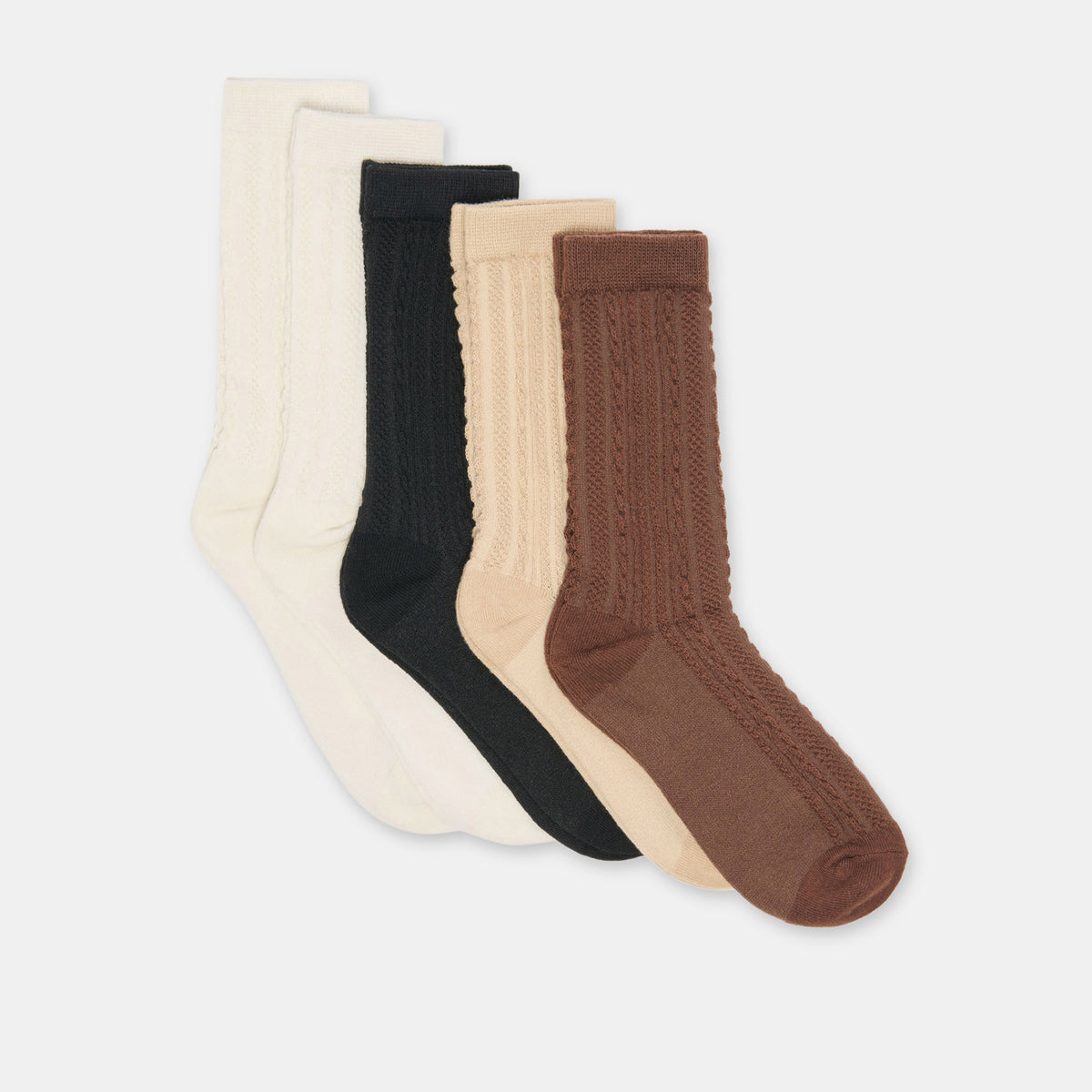 5 Pack Mixed Texture Tan Multi Crew Socks | Dolce Vita
