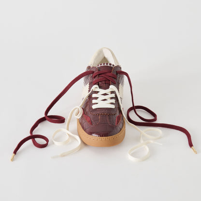 NOTICE STITCH SNEAKERS OXBLOOD CROCO EMBOSSED LEATHER