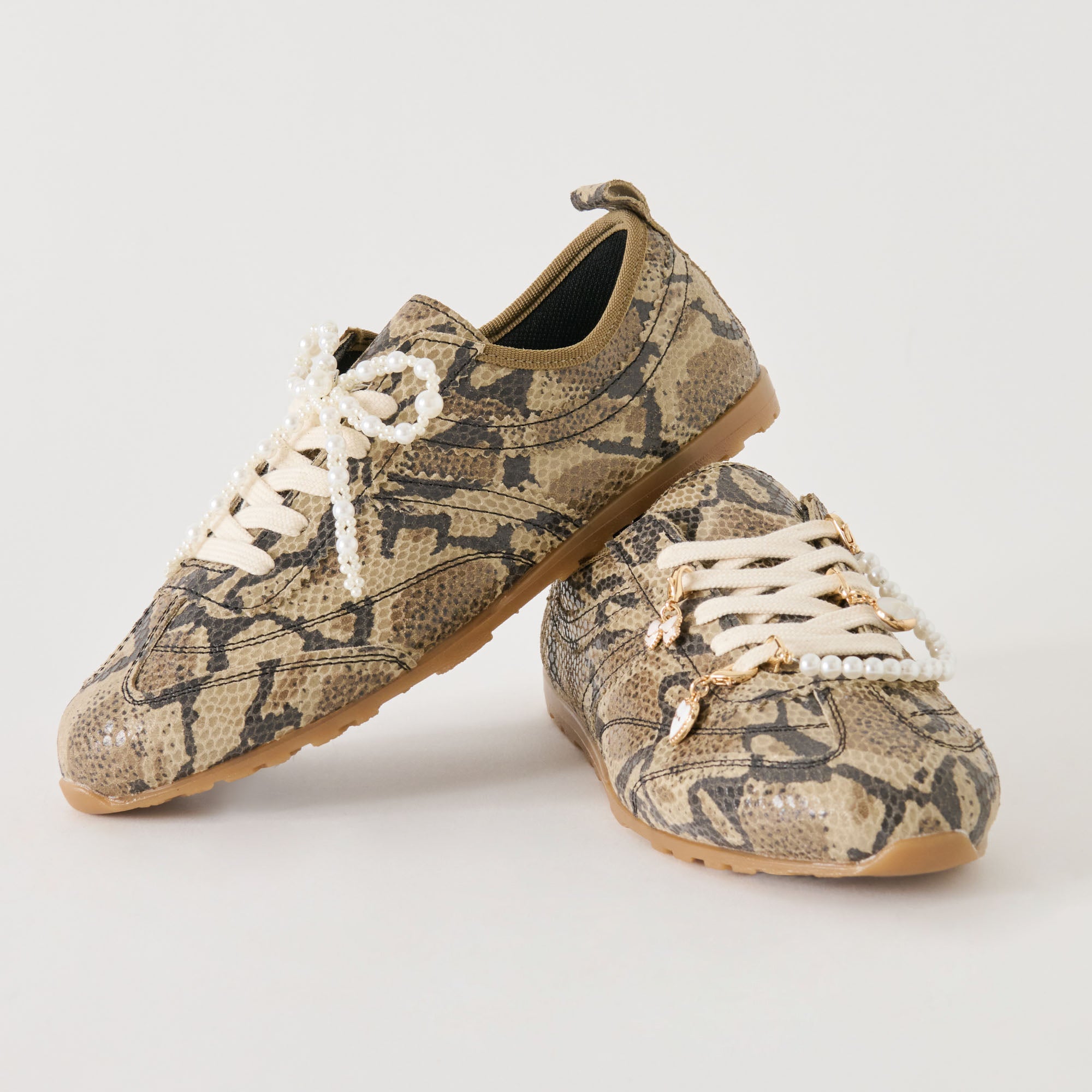 VIPER SNEAKERS SNAKE PRINT + PEARL CHARM BUNDLE