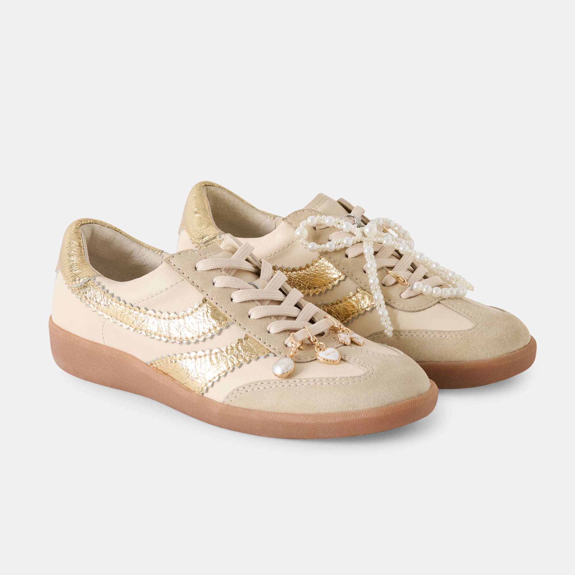 MERIT SNEAKERS WHITE GOLD LEATHER + PEARL CHARM BUNDLE - view 5