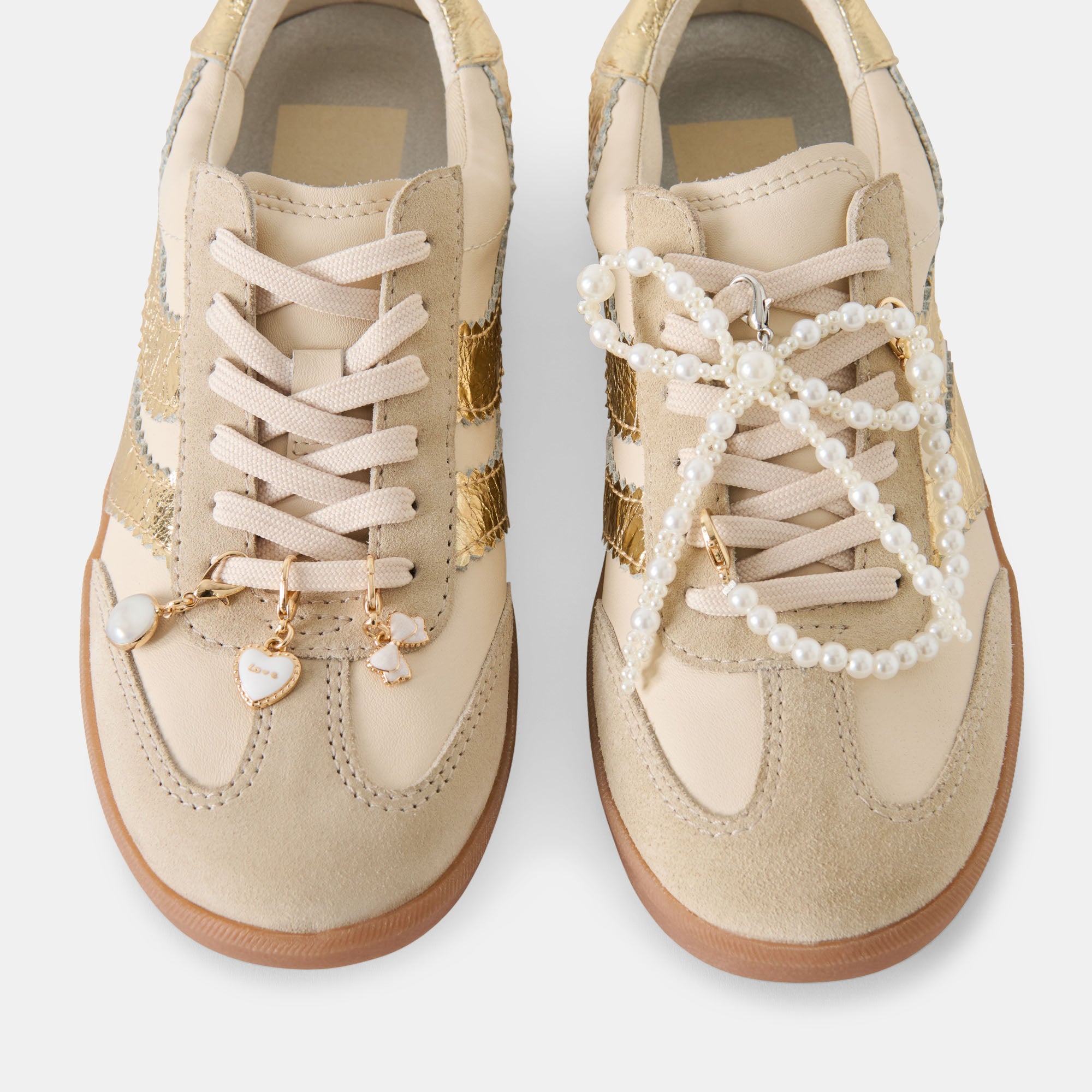 MERIT SNEAKERS WHITE GOLD LEATHER + PEARL CHARM BUNDLE - view 3