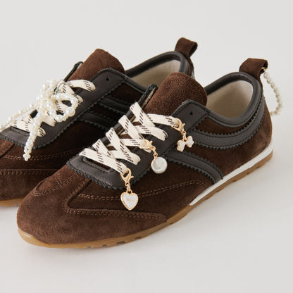 VIPER SNEAKERS DK BROWN SUEDE + PEARL CHARM BUNDLE