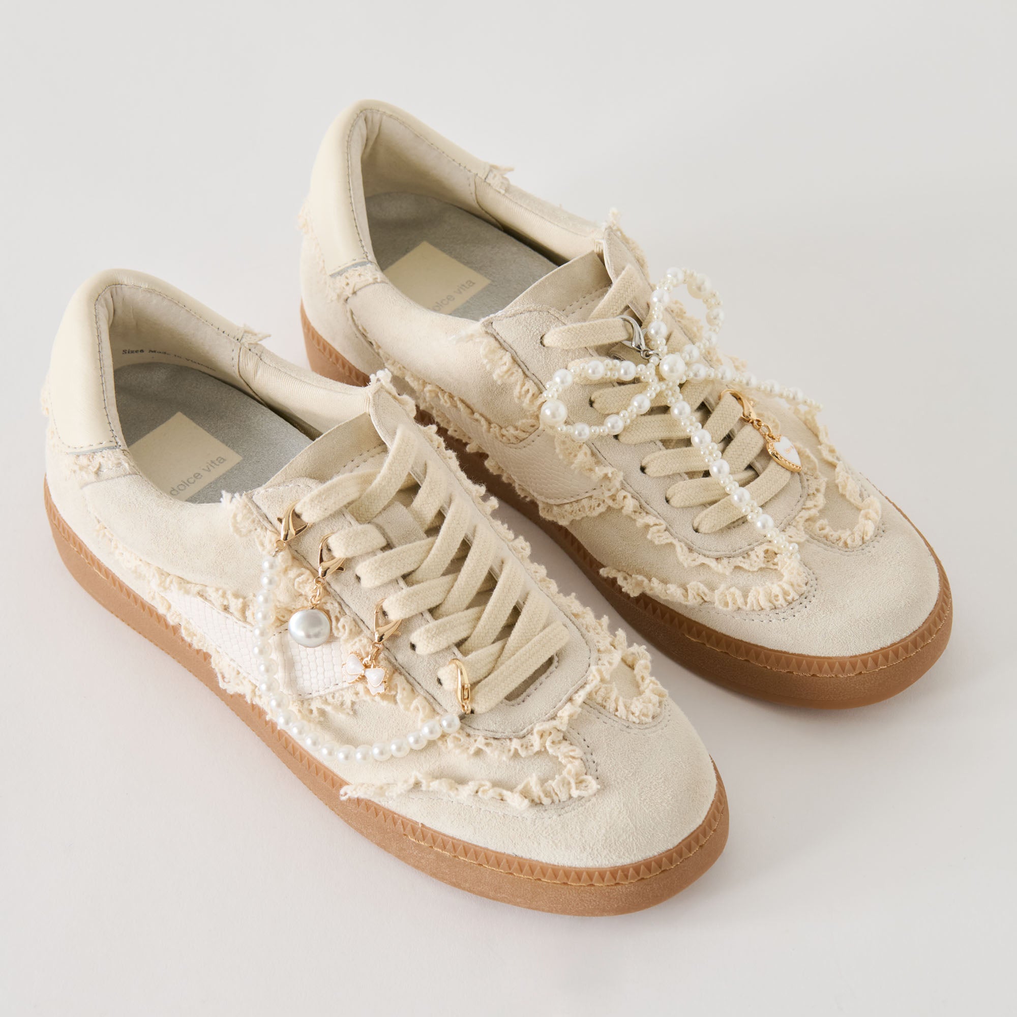 NOTICE LACE SNEAKERS IVORY SUEDE + PEARL CHARM BUNDLE