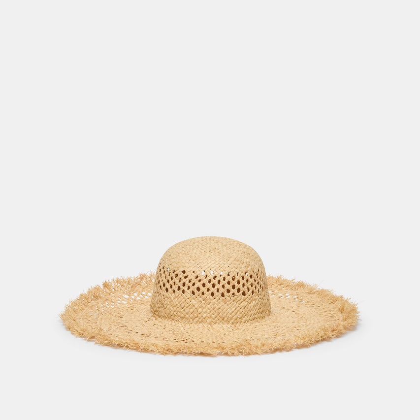 Open Weave Tan Sunhat with Frayed Edge | Dolce Vita