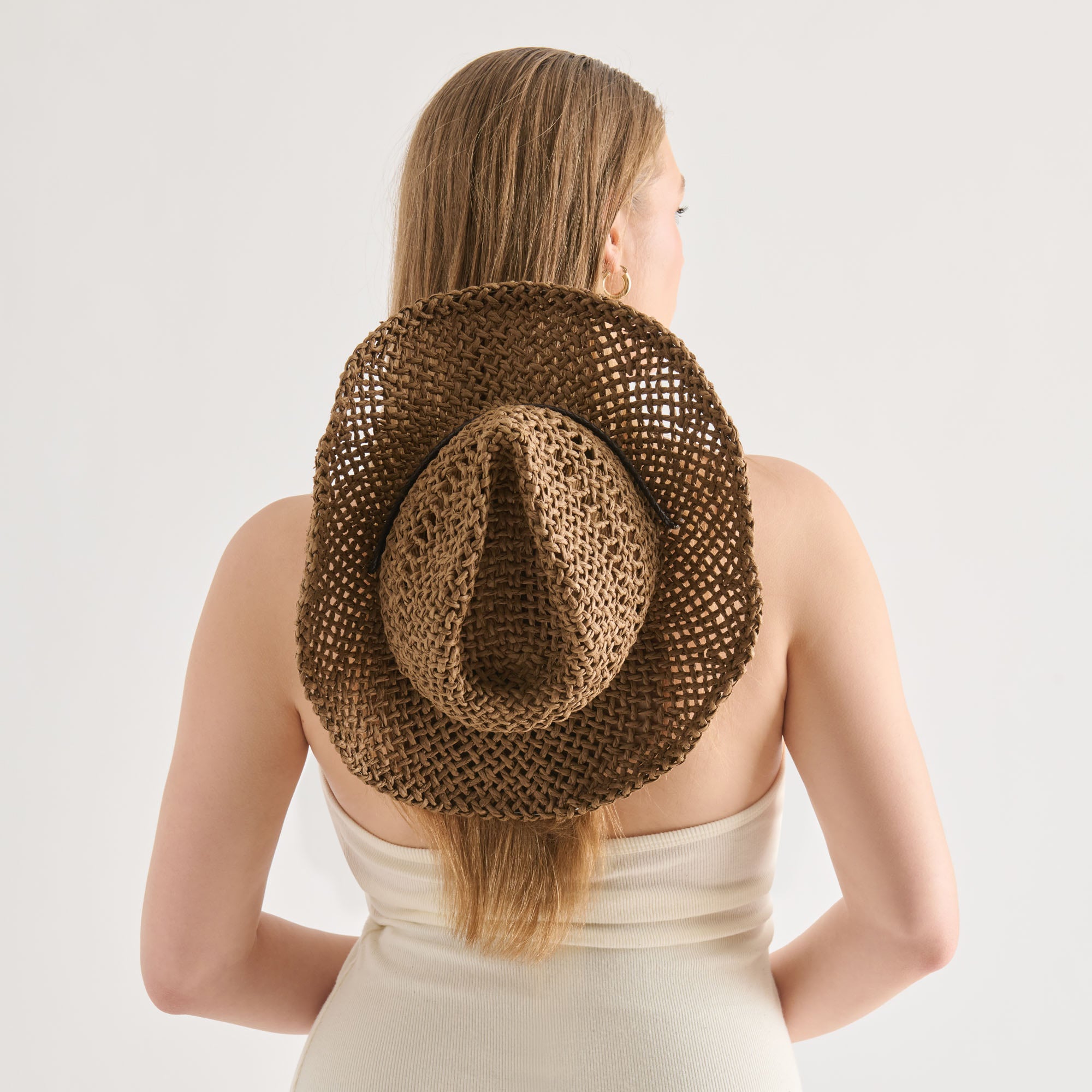 THICK WEAVE COWBOY HAT DARK BROWN - view 6