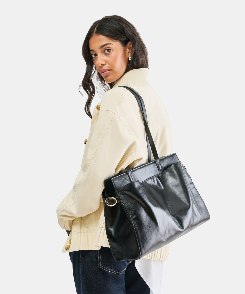 AMICA TOTE BLACK LEATHER
