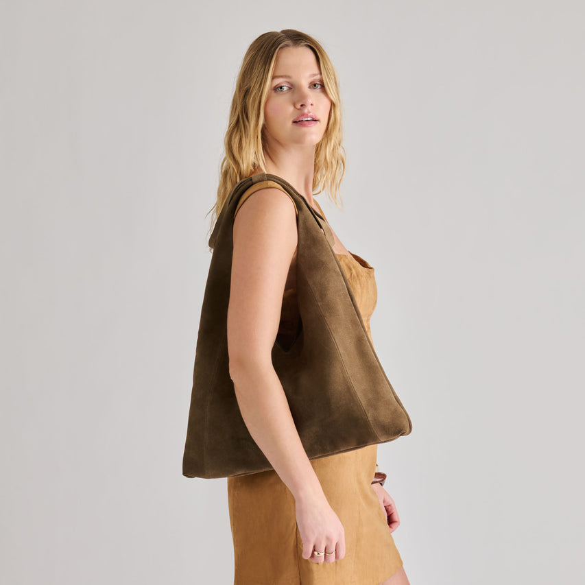 MARIE TOTE OLIVE SUEDE