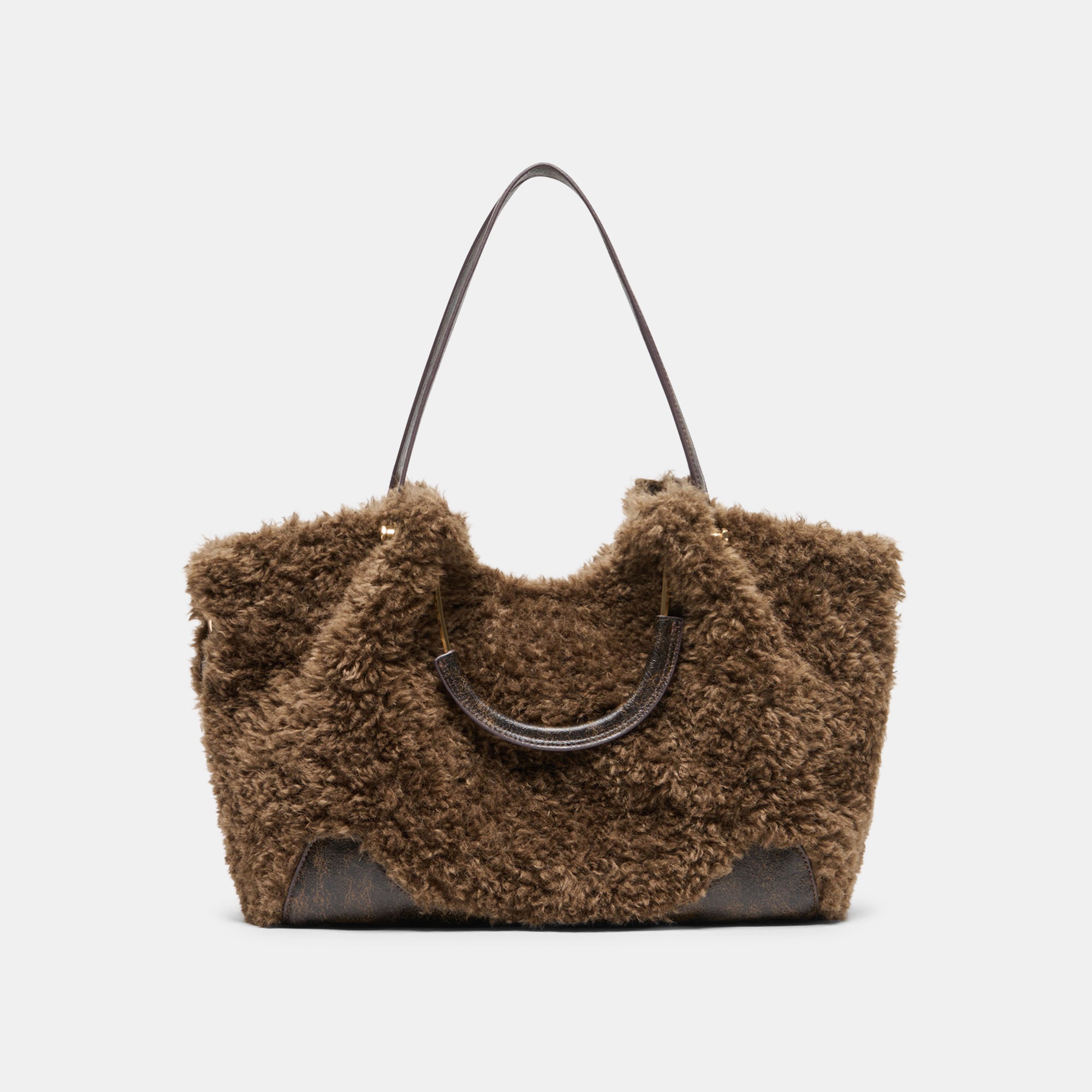 NOMAD Chocolate Faux Fur Tote Bag | Dolce Vita