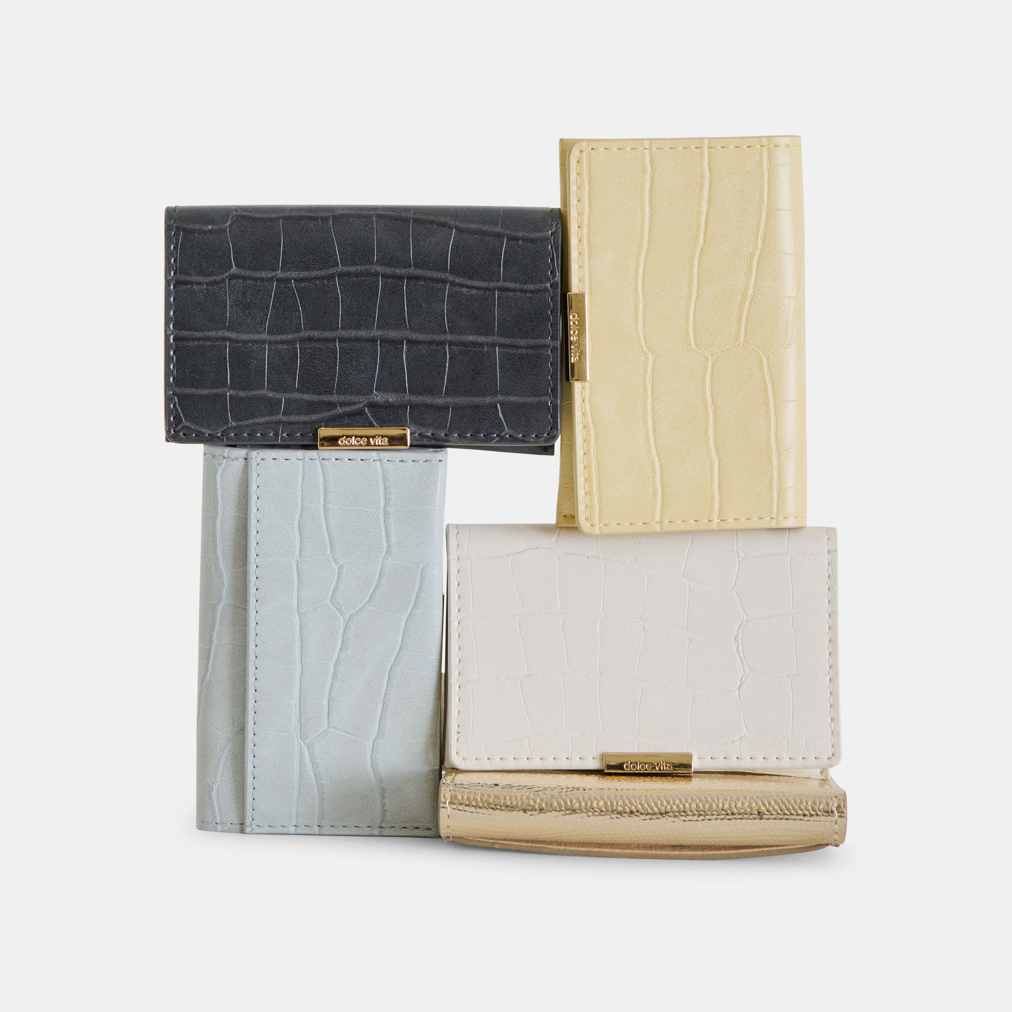 Mini-Me White Croco Stella Wallet | Dolce Vita