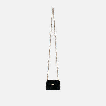 BRINDI Black Faux Fur Mini Crossbody Wallet | Dolce Vita