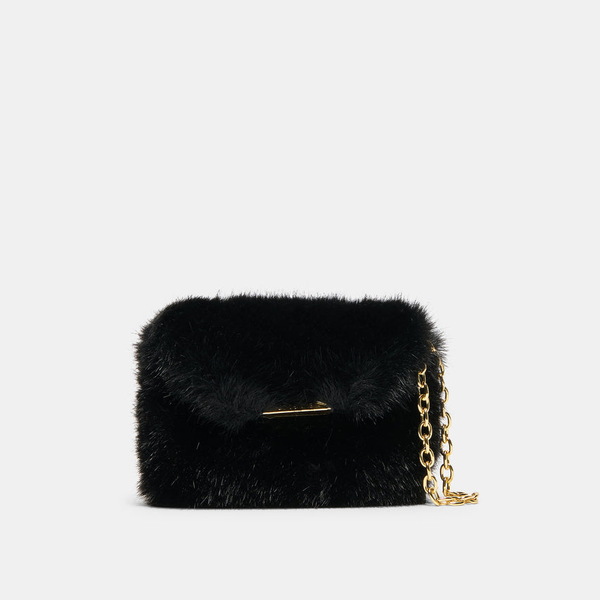 BRINDI Black Faux Fur Mini Crossbody Wallet | Dolce Vita