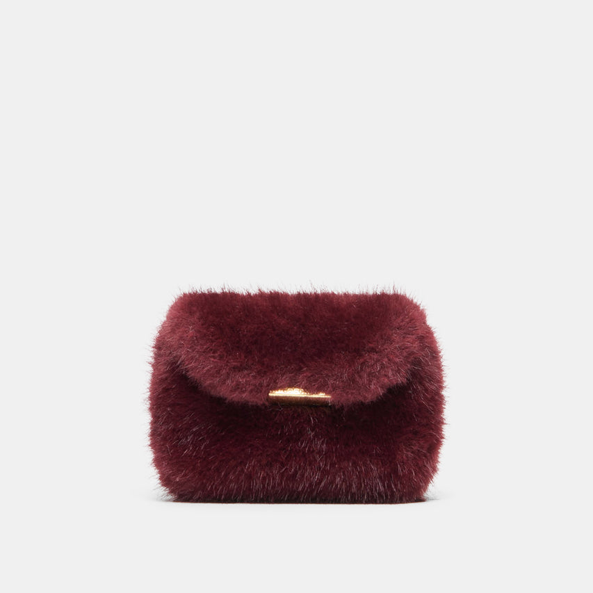 BRINDI CROSSBODY WALLET BURGUNDY FAUX FUR
