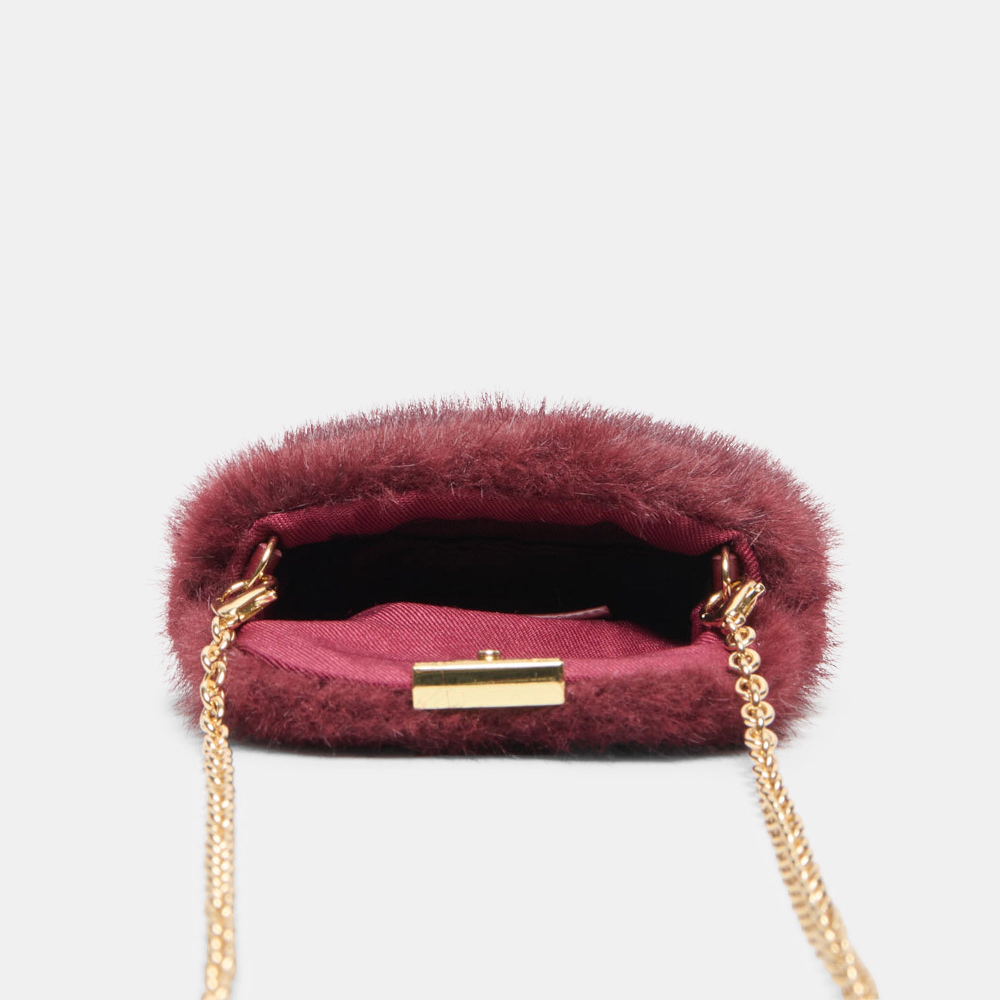 BRINDI CROSSBODY WALLET BURGUNDY FAUX FUR - view 3