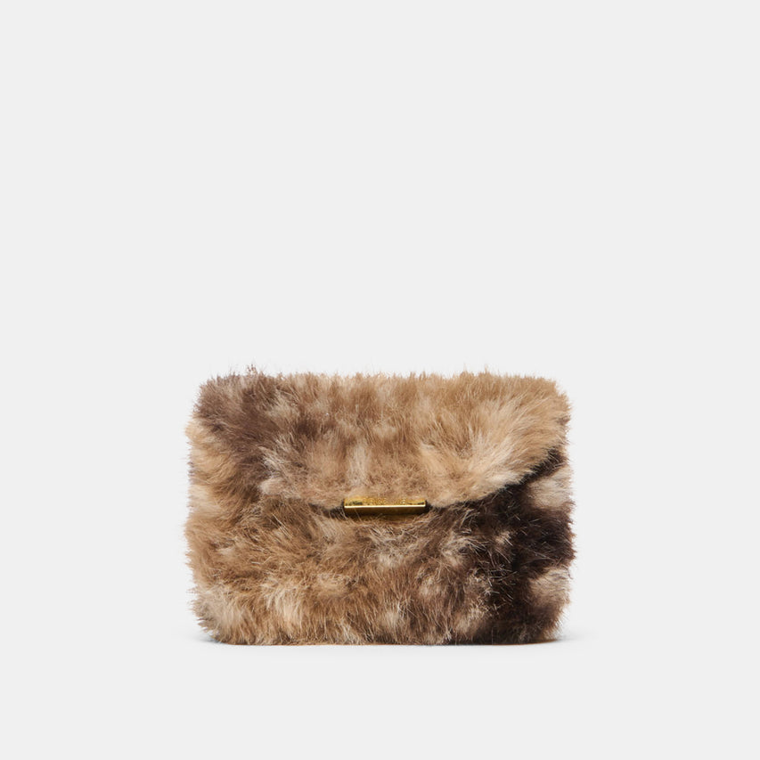 BRINDI CROSSBODY WALLET FAWN FAUX FUR