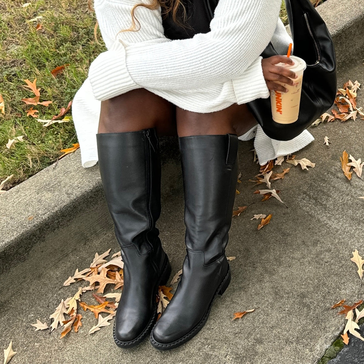 GLORY H2O WIDE CALF BOOTS BLACK LEATHER – Dolce Vita