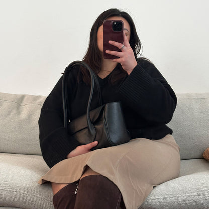 IRENE SHOULDER BAG BLACK LEATHER