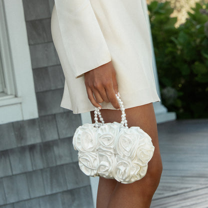 AUBREY HANDBAG WHITE SATIN