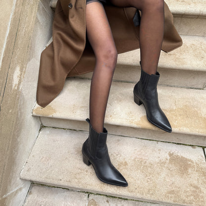 SLIM BOOTIES BLACK LEATHER