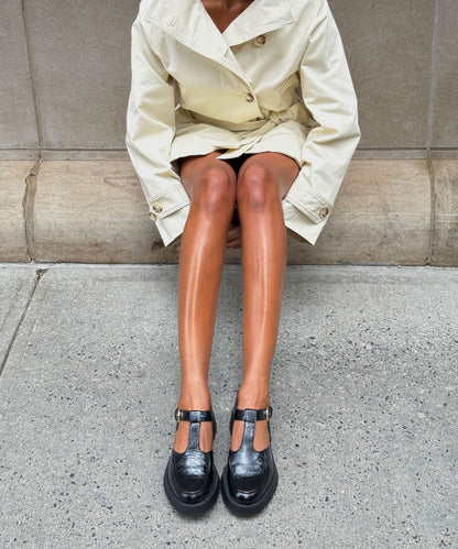 EMILIO FLATS MIDNIGHT CRINKLE PATENT LEATHER