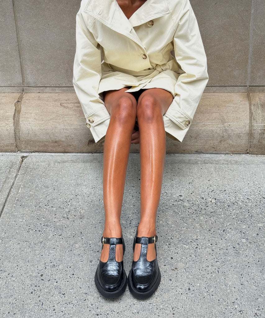 EMILIO FLATS MIDNIGHT CRINKLE PATENT LEATHER