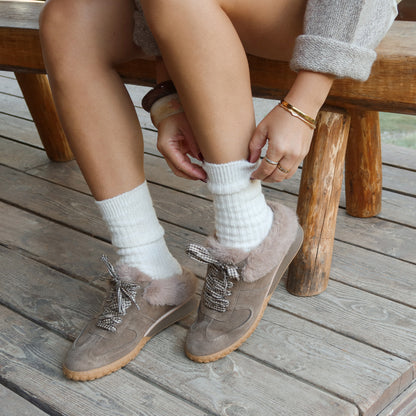 IZZEY PLUSH SNEAKERS OLIVE SUEDE