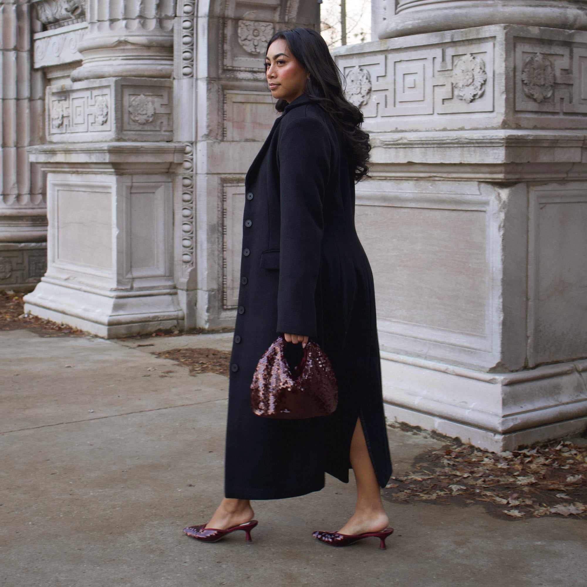 CLEO SEQUIN HEELS CRANBERRY SEQUIN