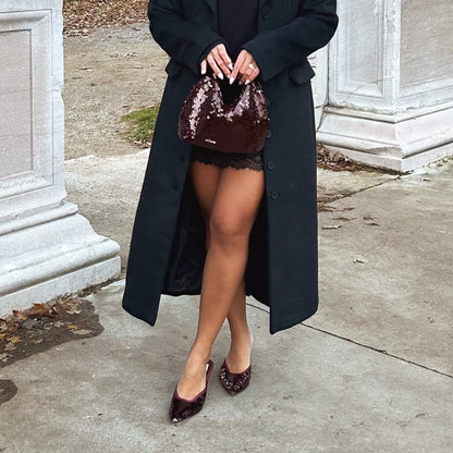 DAHLIA SEQUIN HANDBAG BURGUNDY SEQUIN