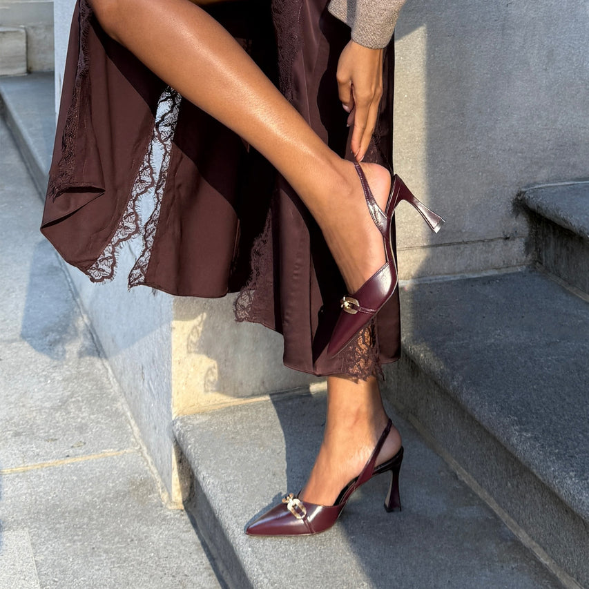 MALIK HEELS CRANBERRY CRINKLE PATENT