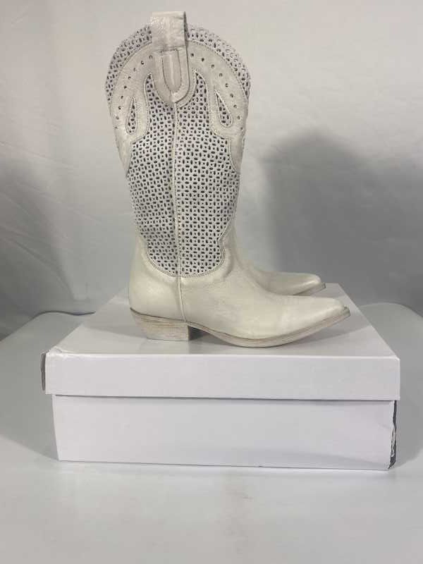 RANCH BOOTS IVORY LEATHER - re:vita