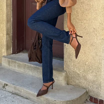 KAMRA HEELS DK BROWN SUEDE