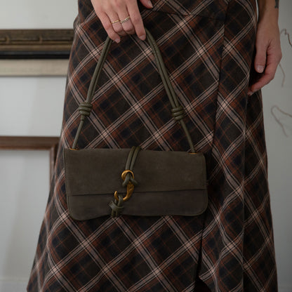 ALICE SHOULDER BAG OLIVE SUEDE