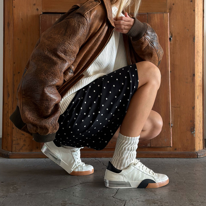 ZINA SNEAKERS WHITE BLACK LEATHER