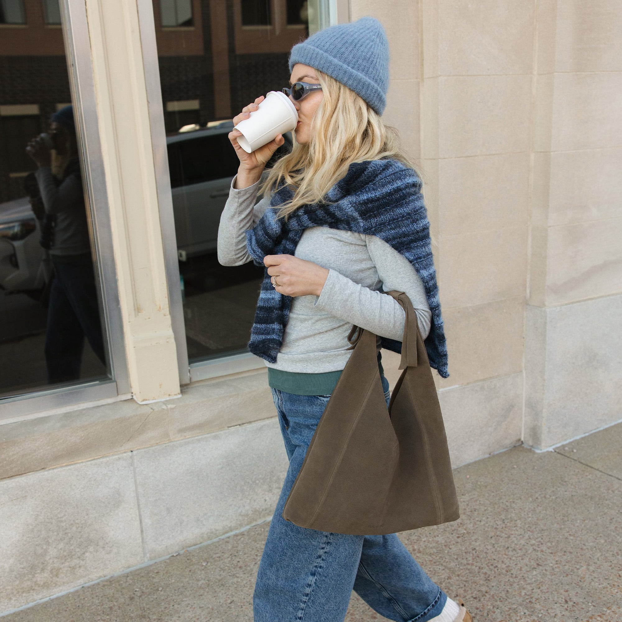 MARIE TOTE OLIVE SUEDE