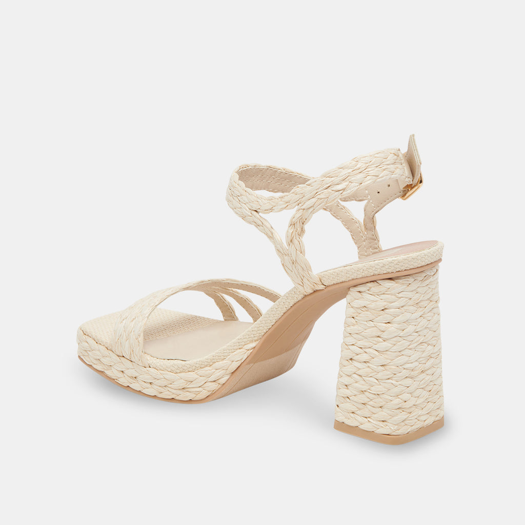 ALYSIA Platform Heels Ivory Raffia | Ivory Block Heel Sandals – Dolce Vita