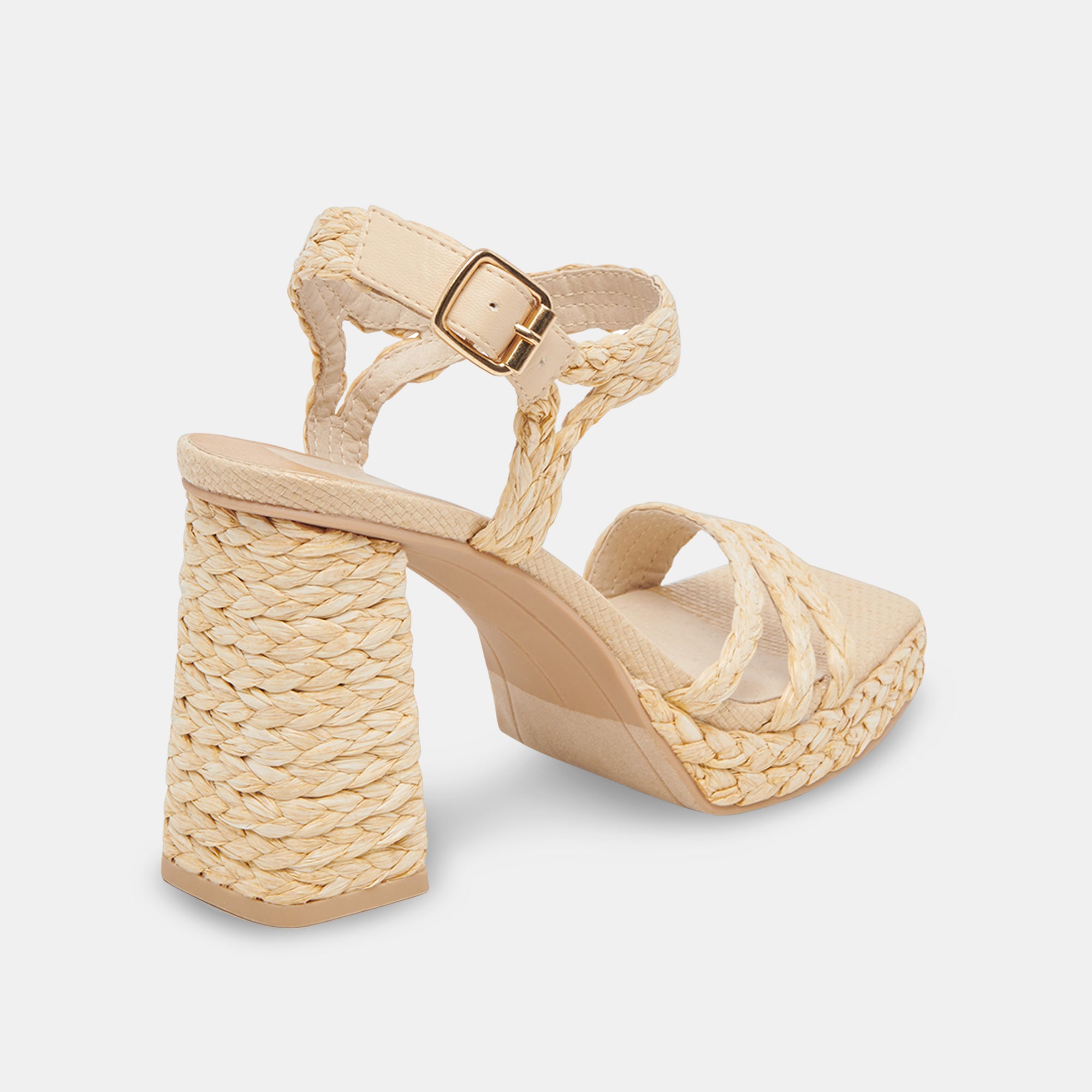 ALYSIA Platform Heels Natural Raffia | Natural Block Heel Sandals ...