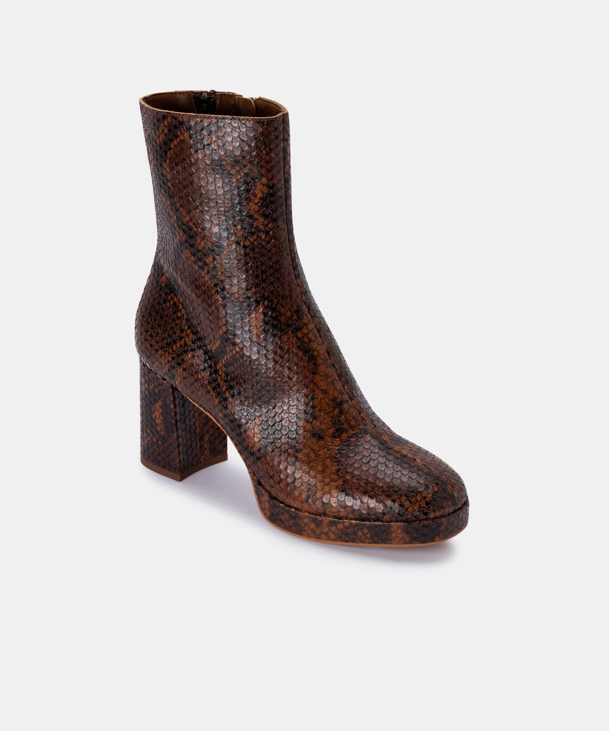 EDEN BOOTIES IN COGNAC SNAKE PRINT LEATHER -   Dolce Vita - image 2
