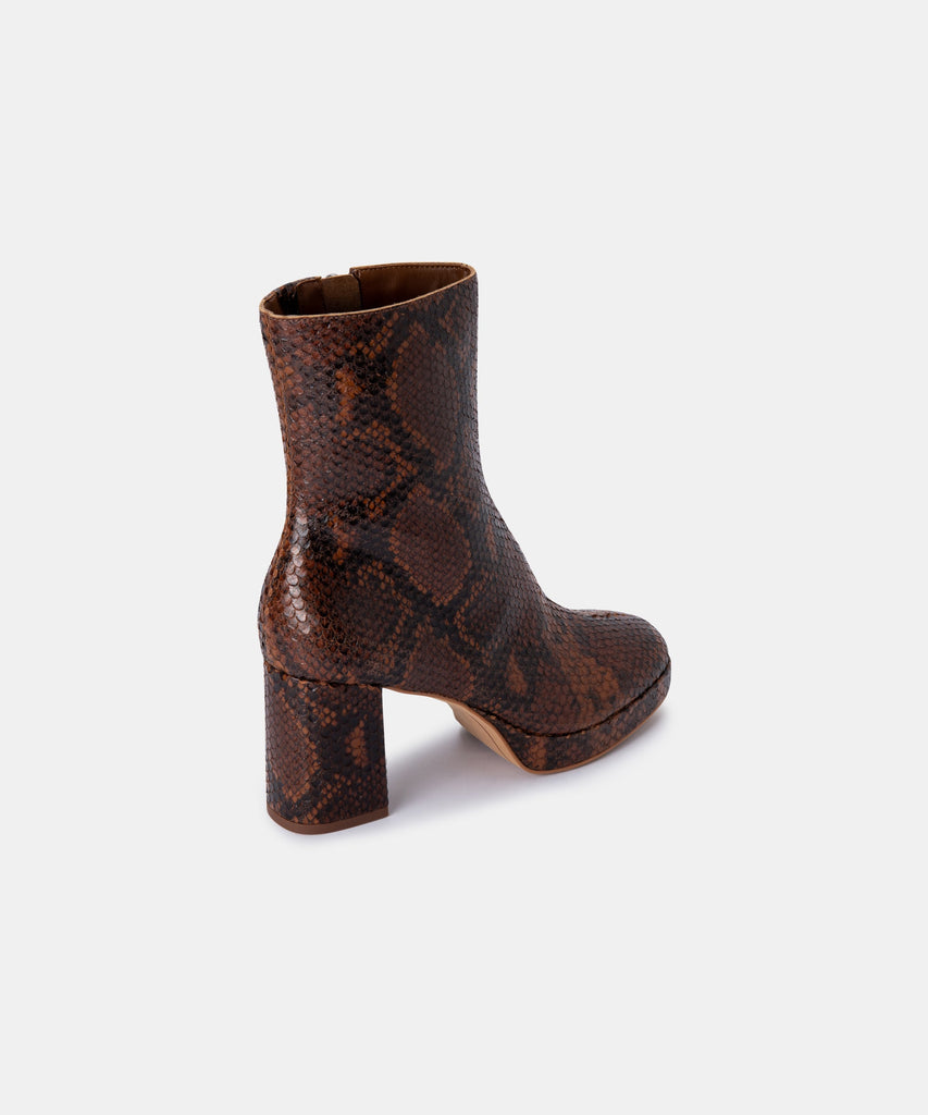 EDEN BOOTIES IN COGNAC SNAKE PRINT LEATHER -   Dolce Vita - image 3