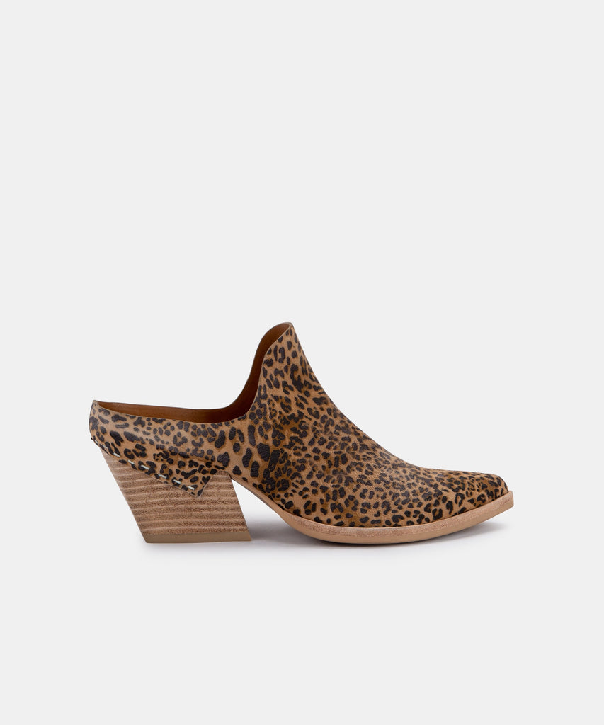 LINDSY MULES IN TAN/BLACK DUSTED LEOPARD SUEDE -   Dolce Vita - image 1
