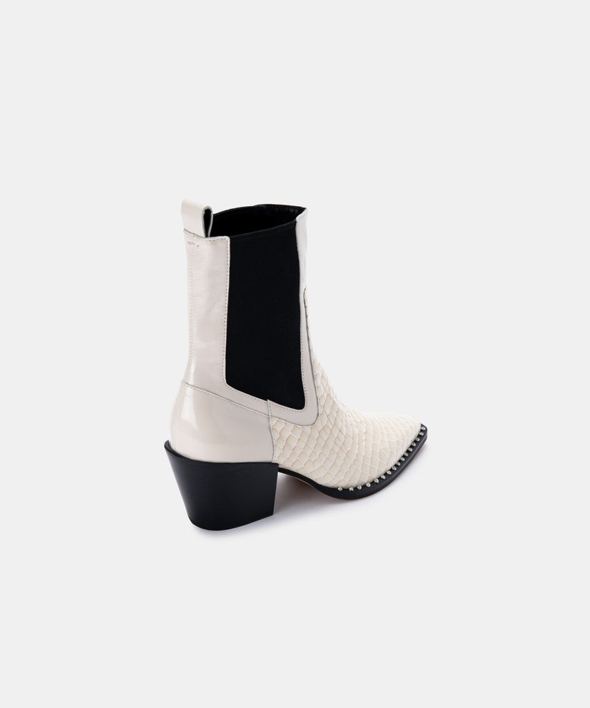 SABERN BOOTIES IN EGGSHELL PATENT CROCO LEATHER -   Dolce Vita - image 4